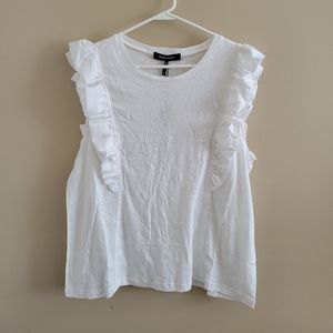 4/$15 SALE BCBGMAXAZRIA | Optic White Flutter Sleeve Tank Top Blouse NEW X-Large